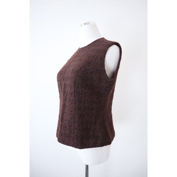 NWT Vintage 1950s Wooly Shell Top Sleeveless Brown Metal Zipper Back - Picture 5 of 12